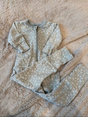 Jamie Kay Light Green Floral Zip One-Piece Footie